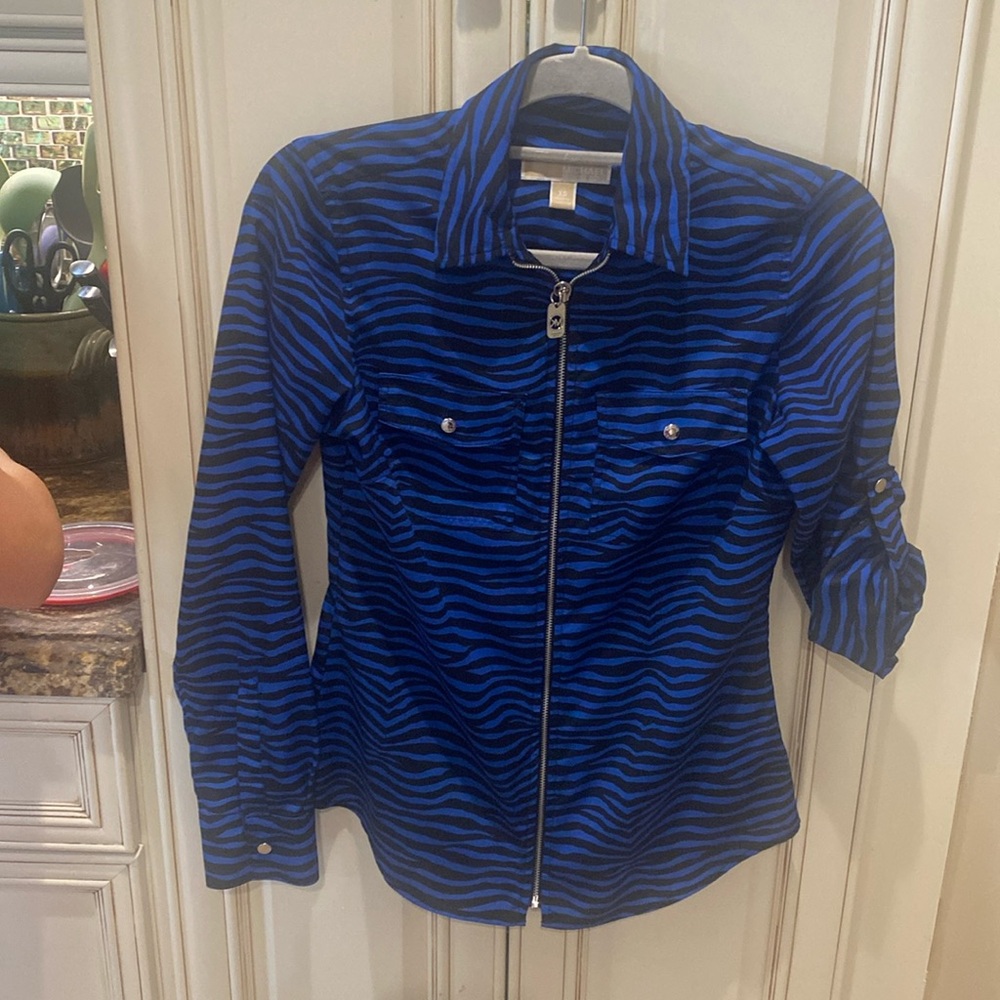 Michael Kors zebra blue print blouse